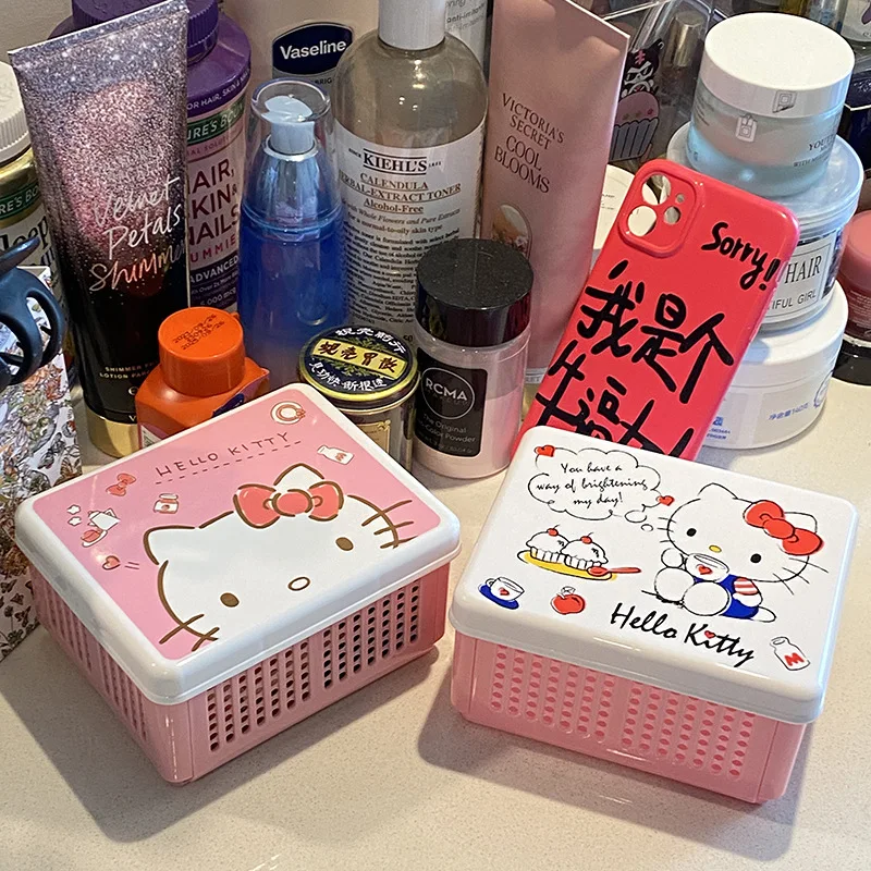 Sanrio Hello Kitty Desktop Foldable Storage Basket Storage Box Jewelry Stationery and Miscellaneous Sorting Storage Box