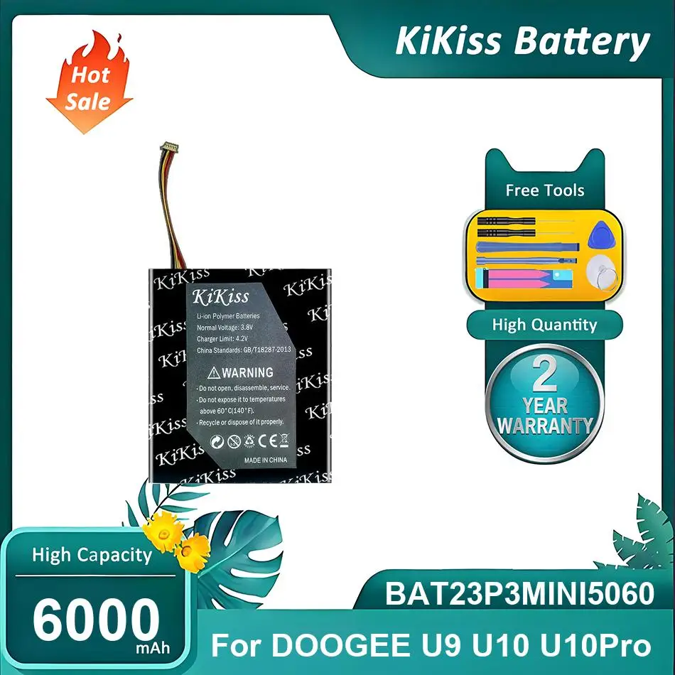 

KiKiss Battery For DOOGEE U9 U10 U10Pro,BAT23P3MINI5060,6000mAh