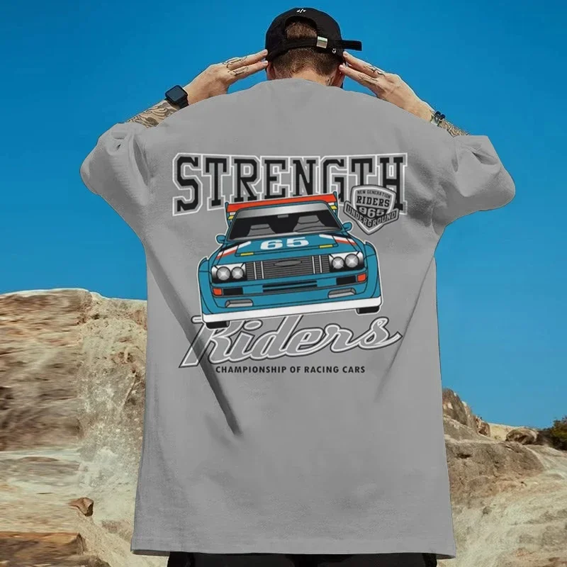 Summer New Retro Men's T-shirt 3D Car Racing Print Street Leisure Short Sleeve Plus Size Men's Hip Hop Personalized Harajuku Top