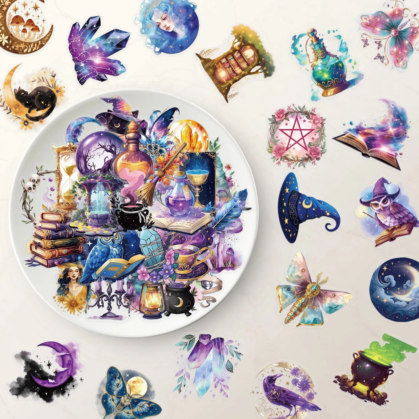 50 szt. Naklejki Magic Planet Magic Elements Wykwintne materiały podręczne Etui na telefony Laptopy Walizki Przezroczyste Wodoodporne