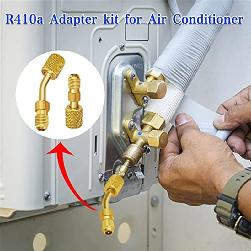 R410a Converter Split Line Adapter Connectors Kit with 5/16’’ SAE Female To 1/4’’ SAE Male, 1/2’’ To 1/4’’ Refrigerant Tank
