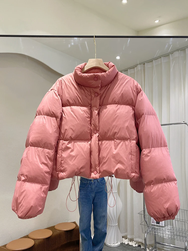 New Winter Bubble Coat Women Fahion Puffer Jacket 90% Duck Down Coat Long Sleeved Casual Short Female Loose Feather Parkas