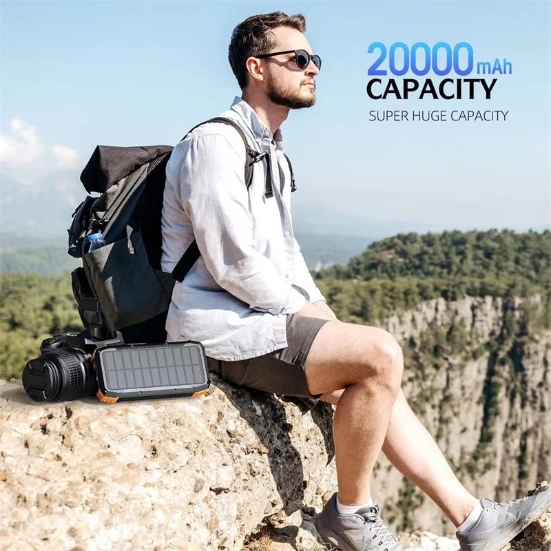 20000mAh Solar Power Bank with Hand Crank Magnetic Wireless Charger for Airpods Apple Watch S9 for iPhone 16 Portable Powerbank