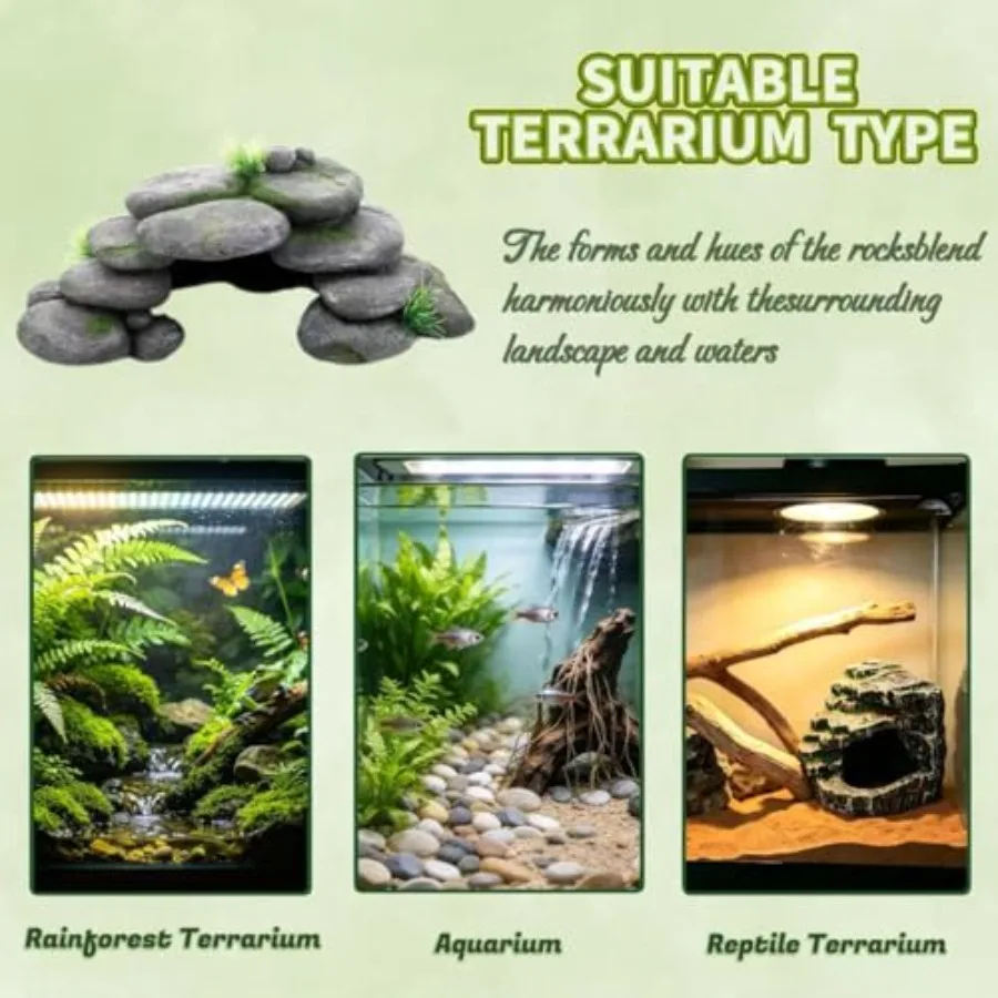Aquarium Rock Cave House, Natural Looking Rocks Built with durable materials, these reptile cave shelters work great as aquariu