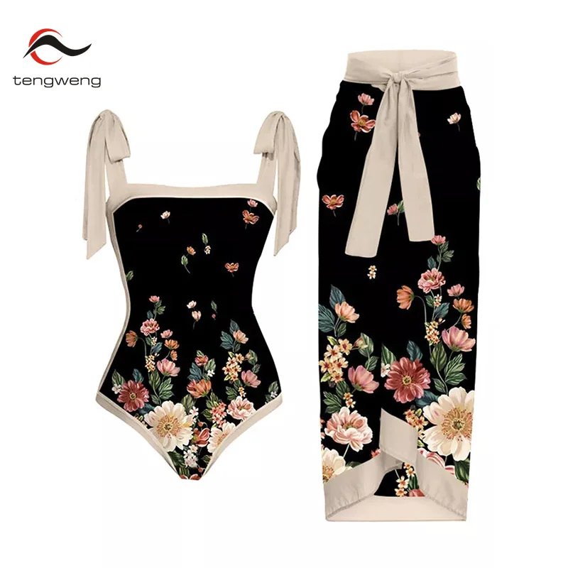 Tw Sexy Floral 2024 Push Up Bikini Dress Women One Piece Swimwear Biquini Swimsuit Skirt Brazilian Bathing Suit Beach Dress