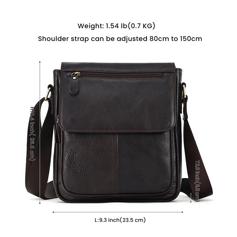 Genuine Cowhide Leather Men Vintage Handbags Small Flap Men's Shoulder Bags Casual Office Messenger Bags Fashion Crossbody Bag