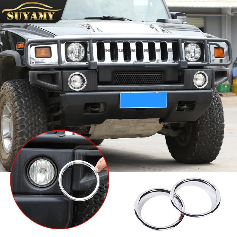 

1 Pair Car Electroplating Front Fog Lamp Light Molding Rings Trim Cover Car Accessories For Hummer H2 2003-2009 Auto Styling