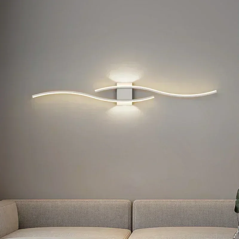 Lampu Dinding LED Nordic, untuk ruang tamu kamar tidur samping tempat tidur lorong dinding Modern dekorasi rumah dalam ruangan pencahayaan perlengkapan kilau