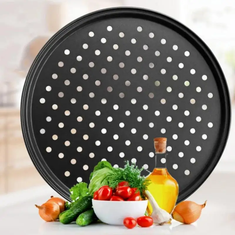 Bakeware Baking Tool Carbon Steel Non-stick Pizza Baking Pan Mesh Tray Plate Round Deep Dish Pizza Pan Tray Mould