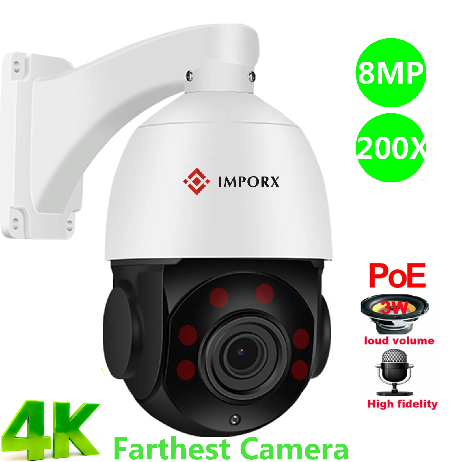 

8MP 4K 200X ZOOM POE PTZ Speed Dome Support Hikvision Dahua NVR IVM4200 P2P ONVIF IMX415 SD 256GB IP Camera