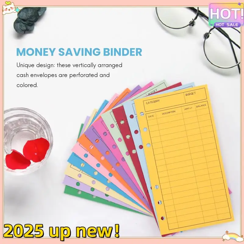 L47anew!-12 예산 봉투, 카드 현금 봉투 시스템, 비용 절감, 다양한 색상, 세로 레이아웃 및 천공