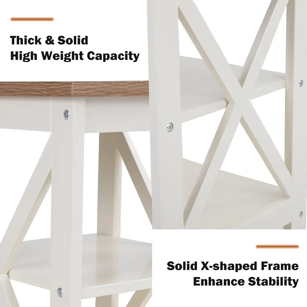مجموعة من طاولتين جانبيتين مع أرفف تخزين مفتوحة، وطاولات جانبية لسرير المزرعة لغرفة النوم، وغرفة المعيشة، وطاولة جانبية صغيرة #6