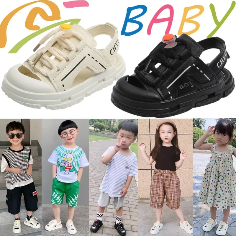 Children Toe Protecting Sandals Summer Sandbeach Anti-Kick Soft Shoes Toddler First Walking Newborn Photography Props