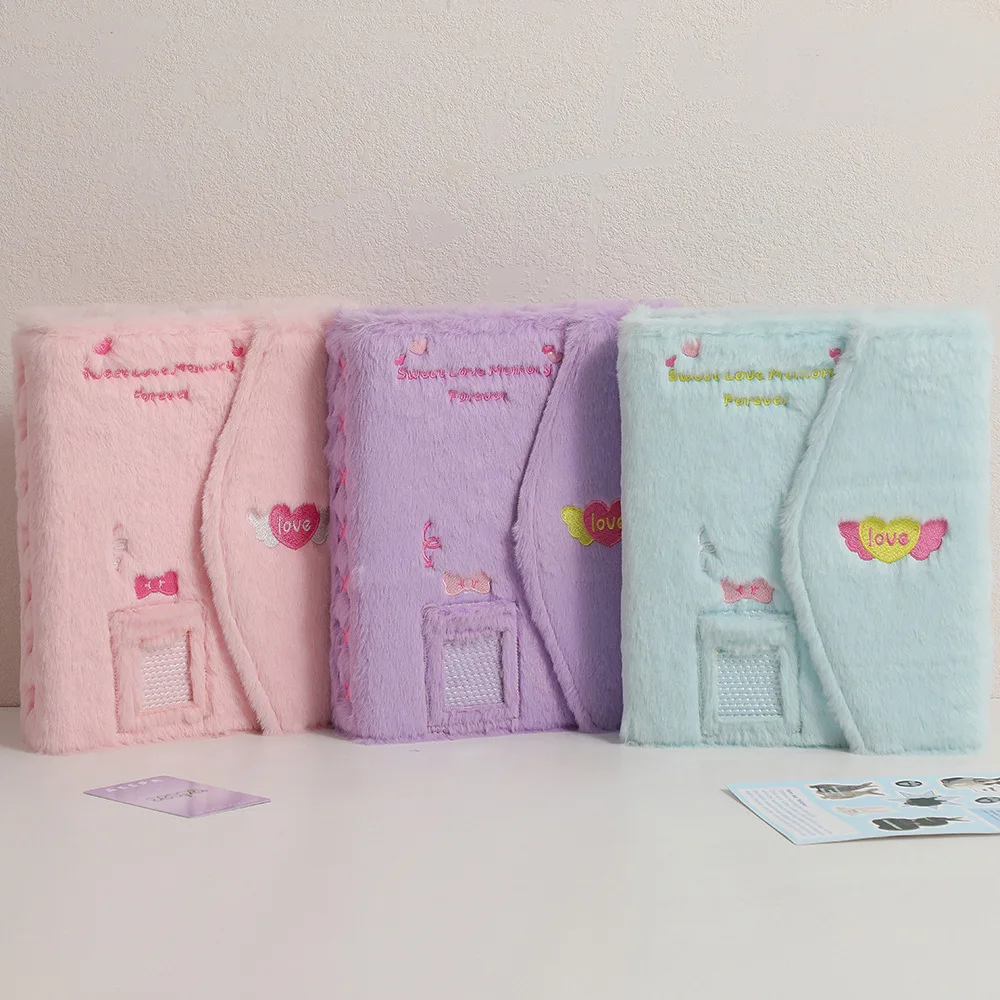 Korean Style Cute A5 Plush Butterfly Album, Magnetic Wraparound Cover, Loose Leaf 3-Inch Photocard Binder for Idol Fans