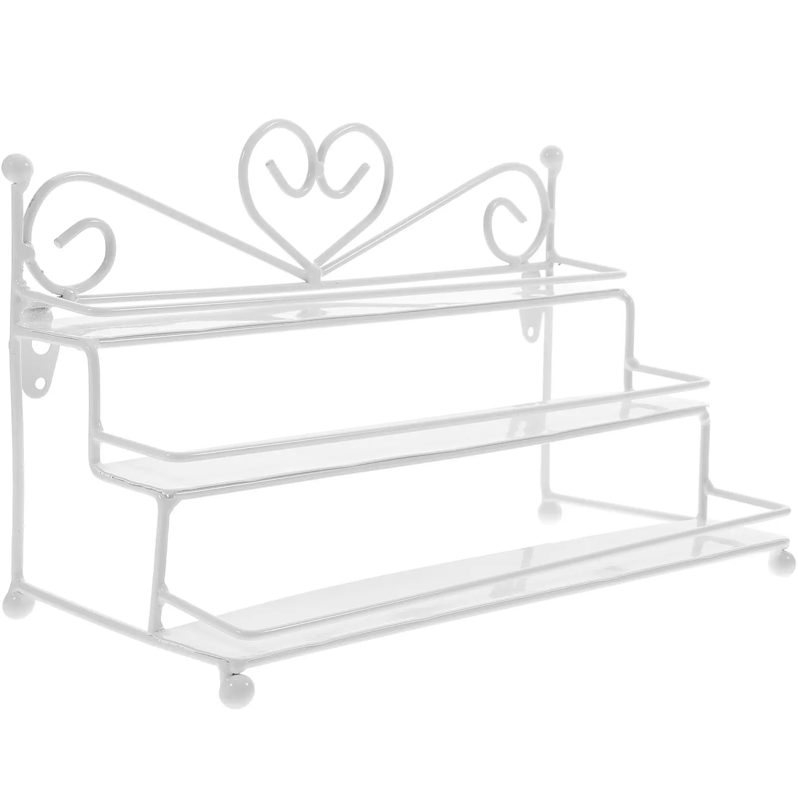 Heart Design Metal Nail Polish Organizer Rack Spacious 3 Rows Stable Base Table Nail Polish Holder Display Storage