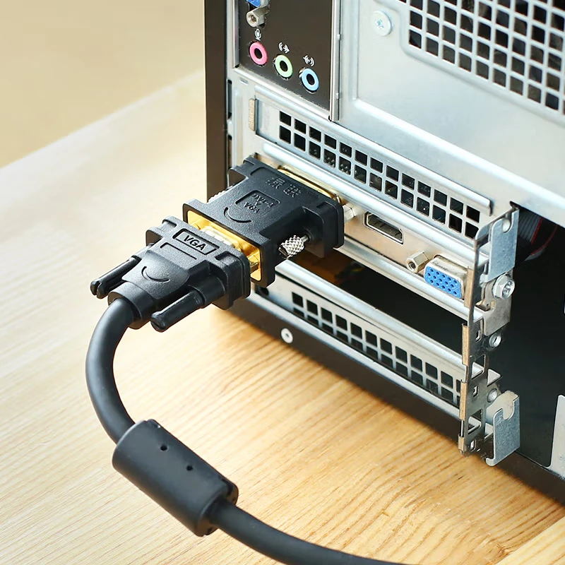 UGREEN DVI to VGA Adapter DVI-I 24+5 Male to VGA HD15 Female Adapter Converter 1080P, Simultaneous Connection of Two Monitors