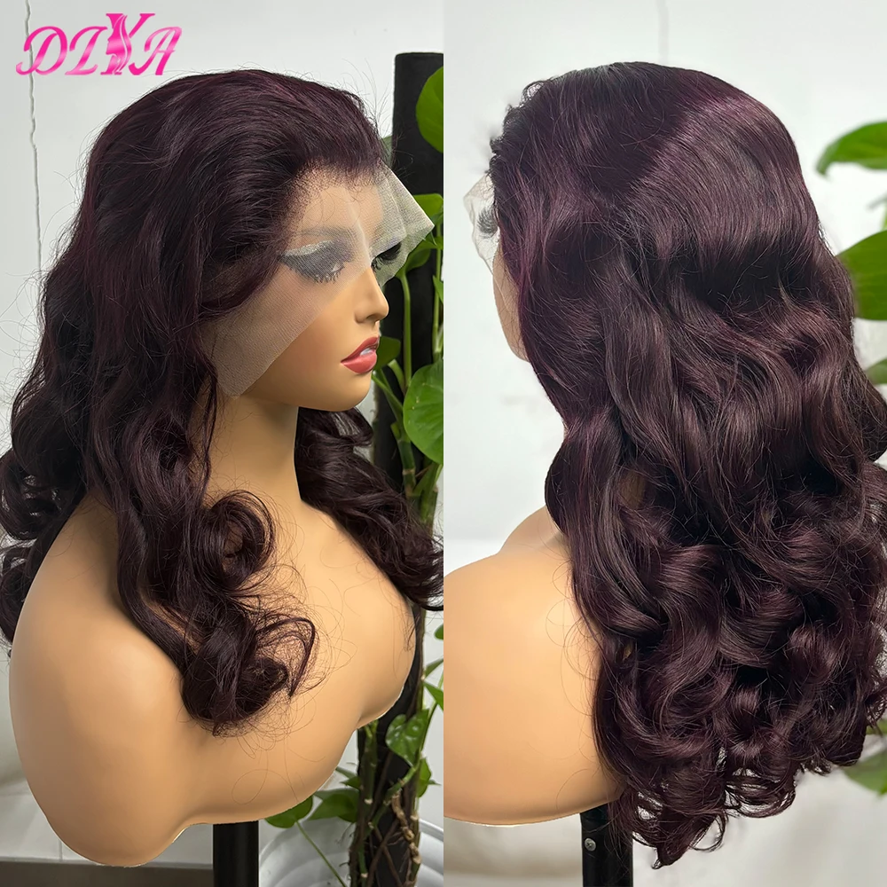 Thick Human Hair Wig 13X4 Lace Front Wigs Transparent Body Wave 100% Human Hair Wigs Burgundy 99J Lace Human Hair Wig for Women