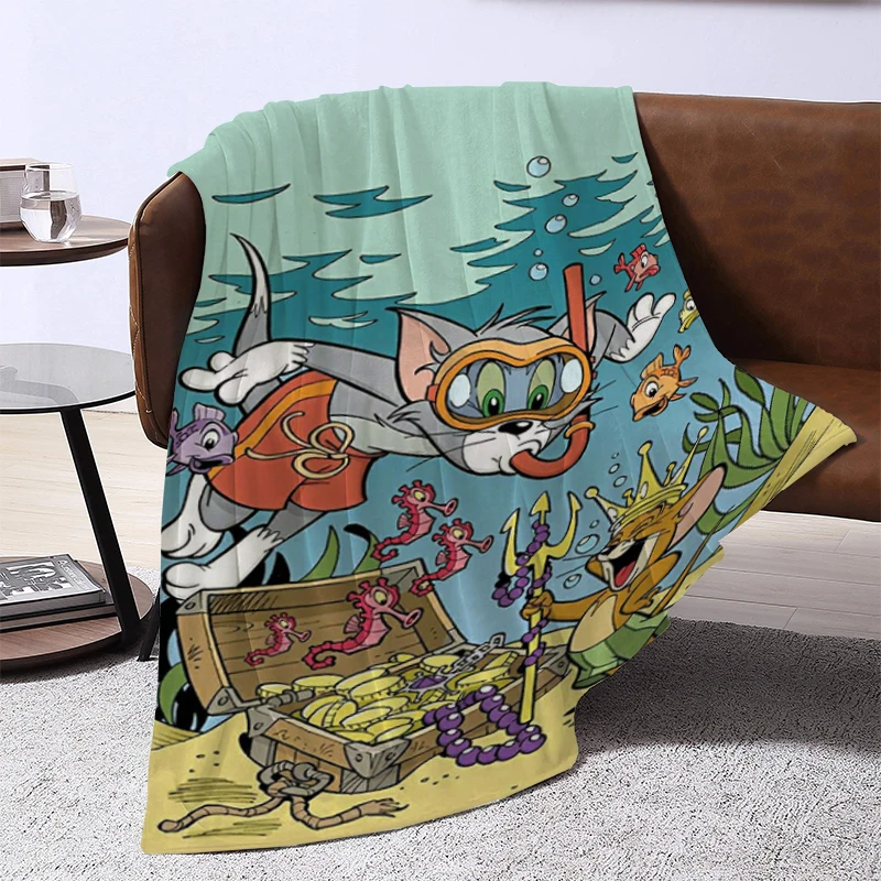 Funny Cartoon T-Tom and J-Jerry Blanket Bedspread on the Bed Sofa Blankets & Throws Furry Winter Knee Warm Baby Bedspreads Thick