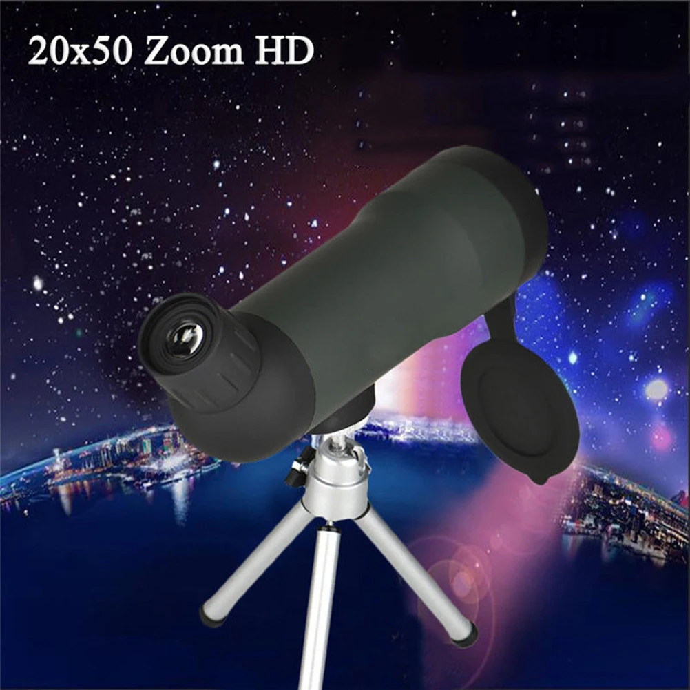 

Waterproof 20 x 50 Mini Monocular Telescope Night Lens Spotting Scope With Retractable Tripod Stand for Camping Hiking