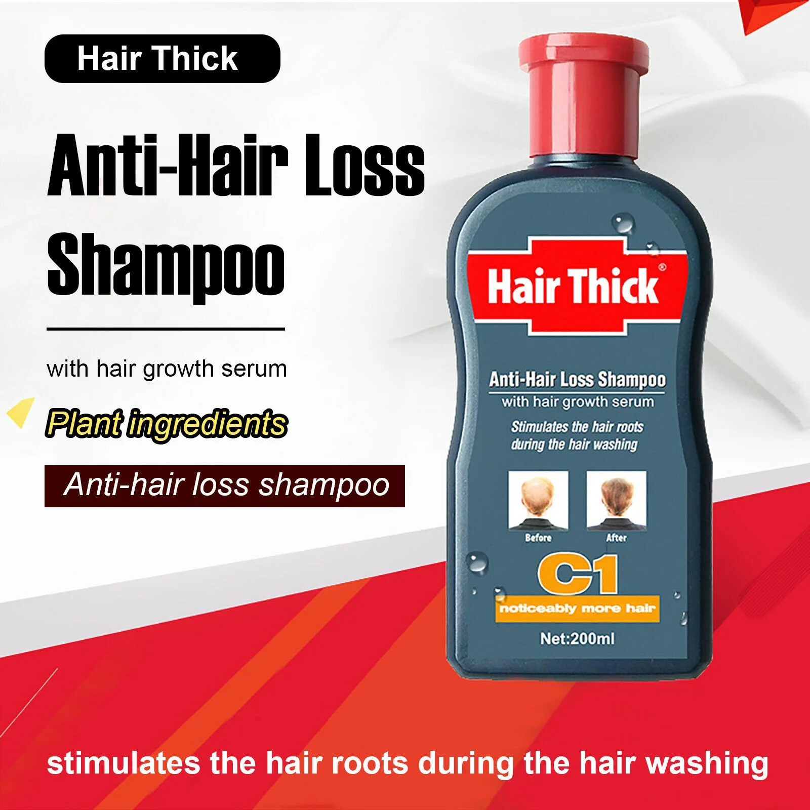 200ml Hair Thickening Anti Hair Loss Shampoo Hair Growth Promoter Herbal Hair Growth Oil Fast Grow Hair Thickener Anti Dandruff