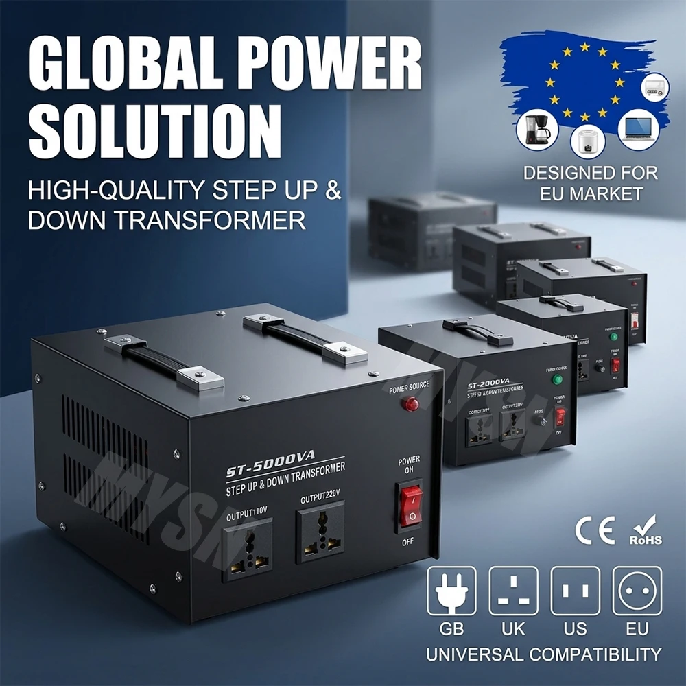 500W-5000W Household Intelligent Efficient 220V to 110V Step-Down Transformer 110V to 220V Step-Up Transformer Voltage Converter