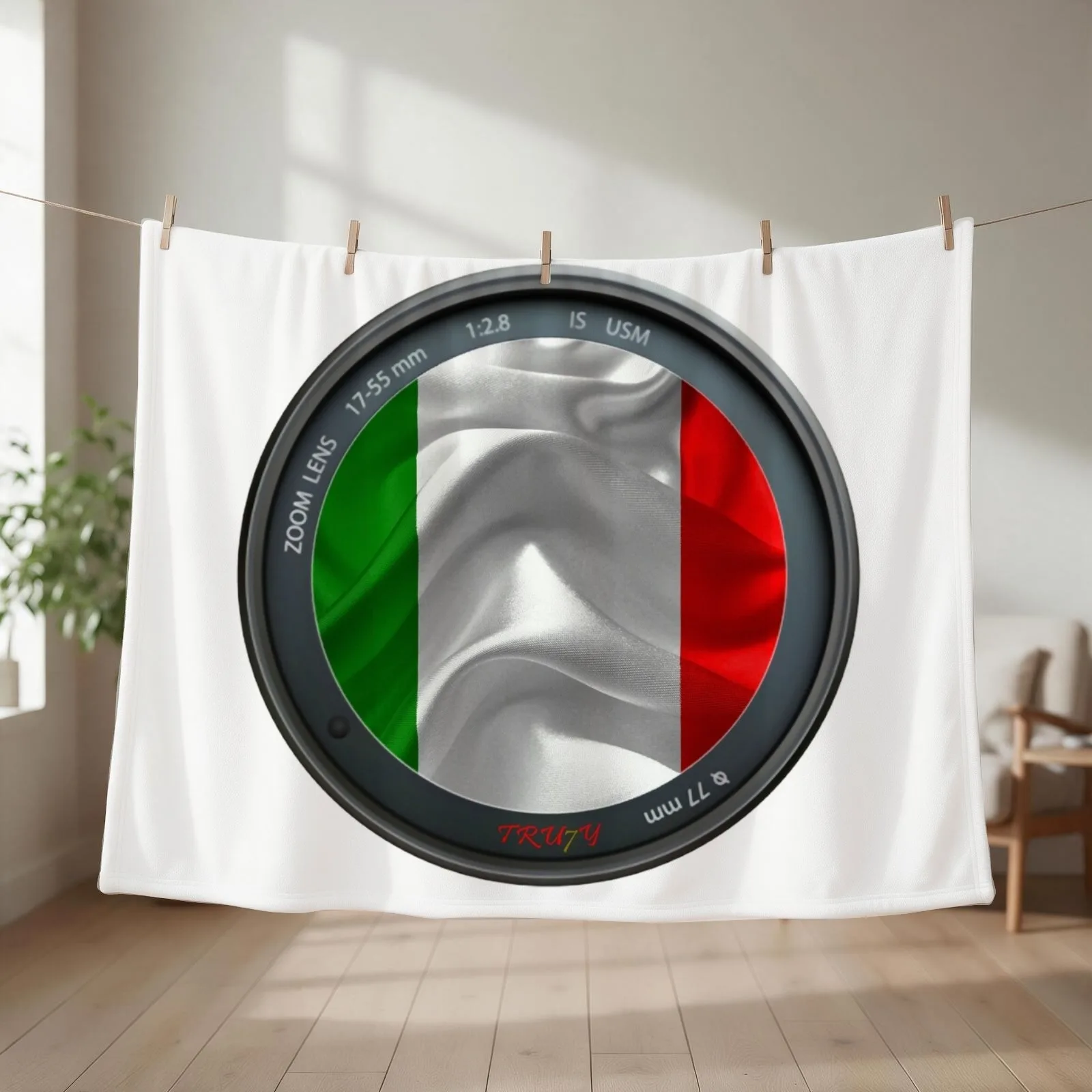 Italian Flag, Italy, in a Camera Lens Throw Blanket halloween Baby Plaid on the sofa Winter beds Blankets