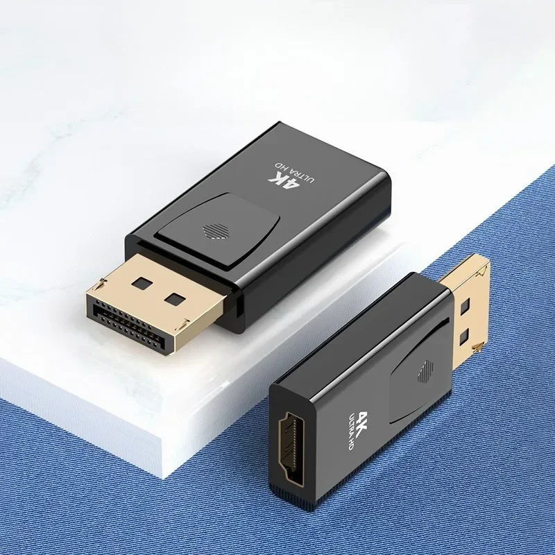 DisplayPort DP Macho para HDMI - Conversor de adaptador fêmea compatível para TV de computador, conector 4K, interruptor de plugue de áudio e vídeo, DP para