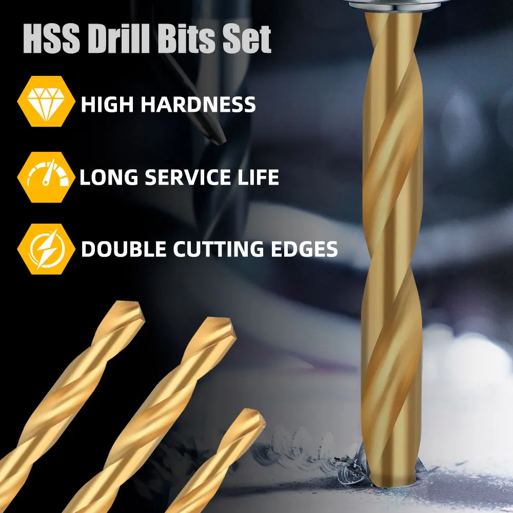XCAN 60 szt. Wiertła kręte HSS powlekane tytanem 1/1,5/2/2,5/3/3,5 mm Wiertło do drewna ze stali szybkotnącej do majsterkowania