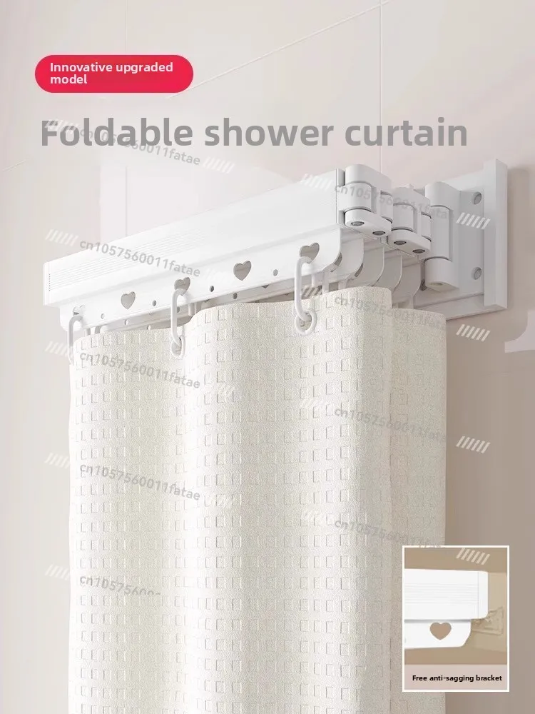 

Suction Cup Non-punching Invisible Folding Shower Curtain Bathroom Wet and Dry Separation Waterproof Mildew-proof Shower