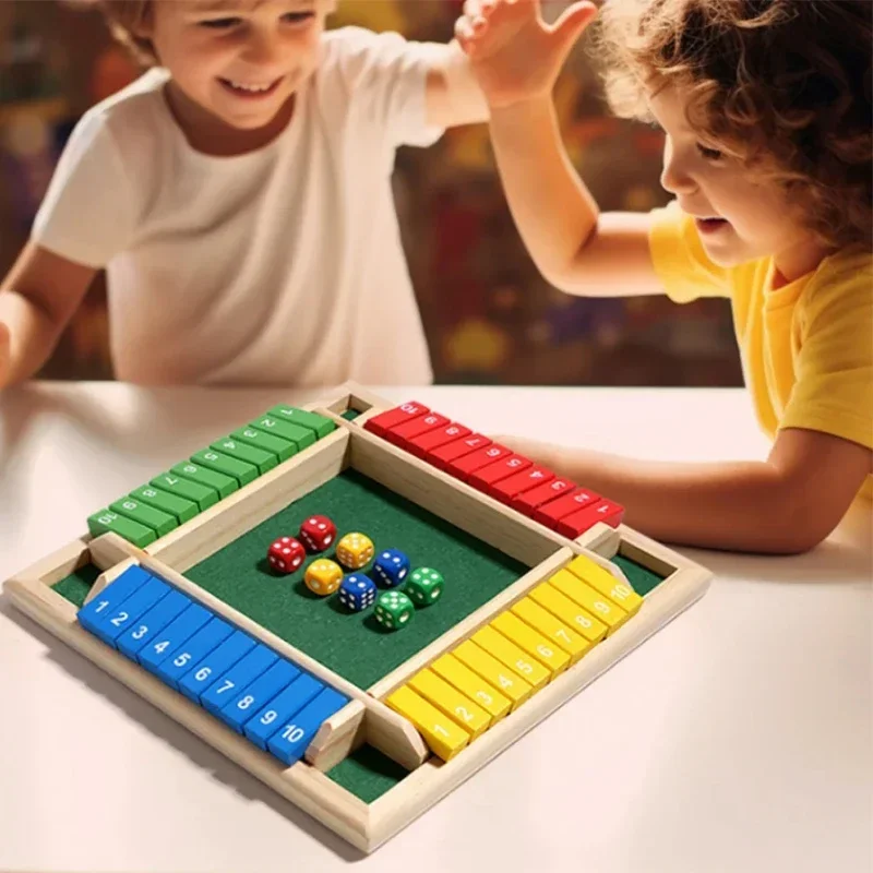 Crianças montessori quatro lados flip cartão jogo intelectual brinquedos educativos caixa de tabuleiro dados brinquedos família matemática aritmética quebra-cabeças brinquedos