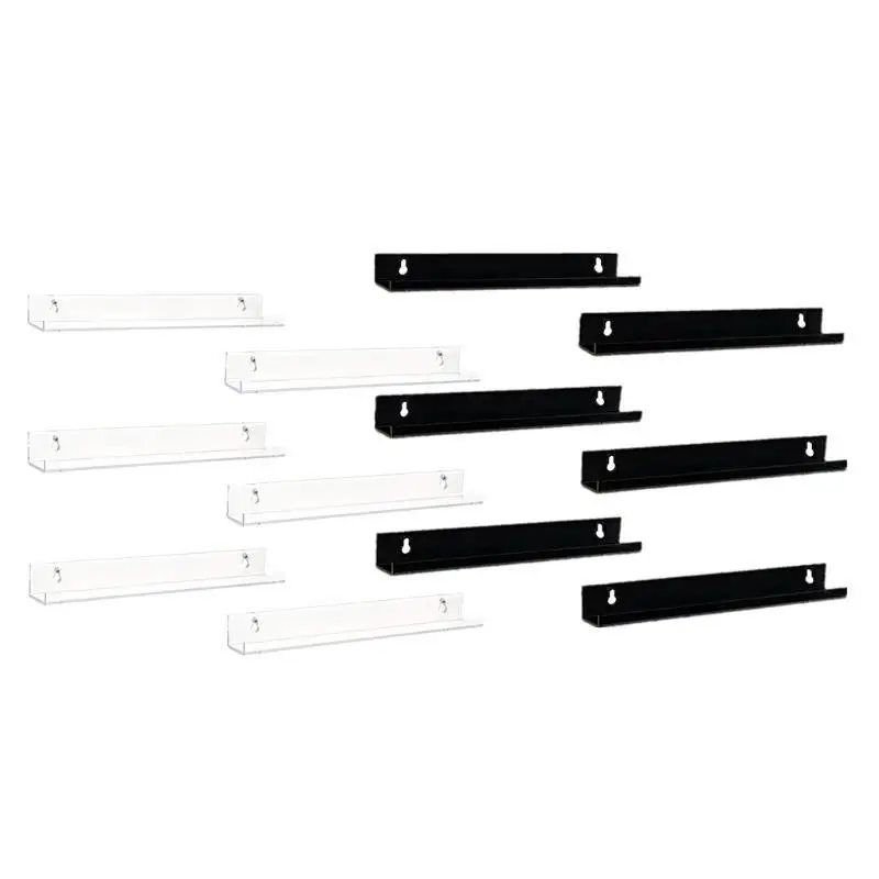 652F Record Shelf Wall Mount Acrylic Album Record Holder Display Racks Records Collector Hanger Picture in Office Home 6 Pack
