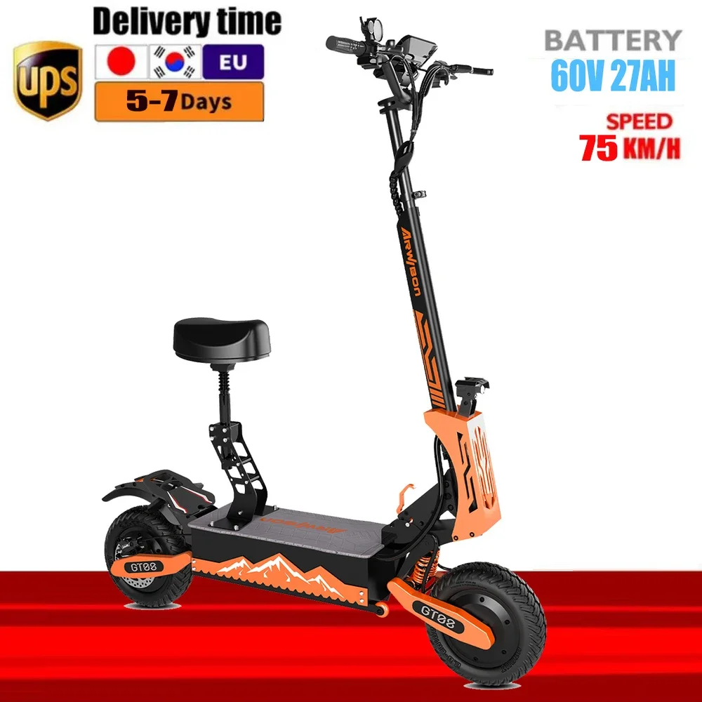 

Мужской электрический самокат GT08, 11-дюймовый внедорожный, 5600 Вт, 60 В, 27 Ач, для электрического скутера Snowy Mountain, европейский склад
