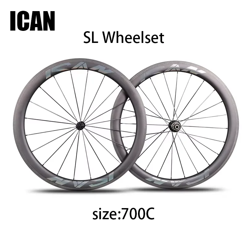 

ICAN Carbon T800 700c Супер легкая колесная пара 35C 40C 45C 50C 55C 86C Clincher Бескамерные готовые колеса с 3K Twill V Brake R01 Hub