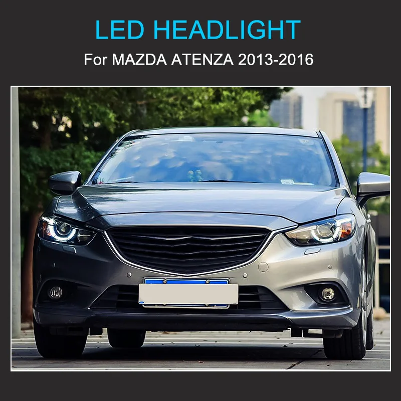 1 Pair LED Headlight Assembly for Mazda 6 Atenza 2013-2016 Headlights Plug and Play with LED DRL Turning Front Head Lamps