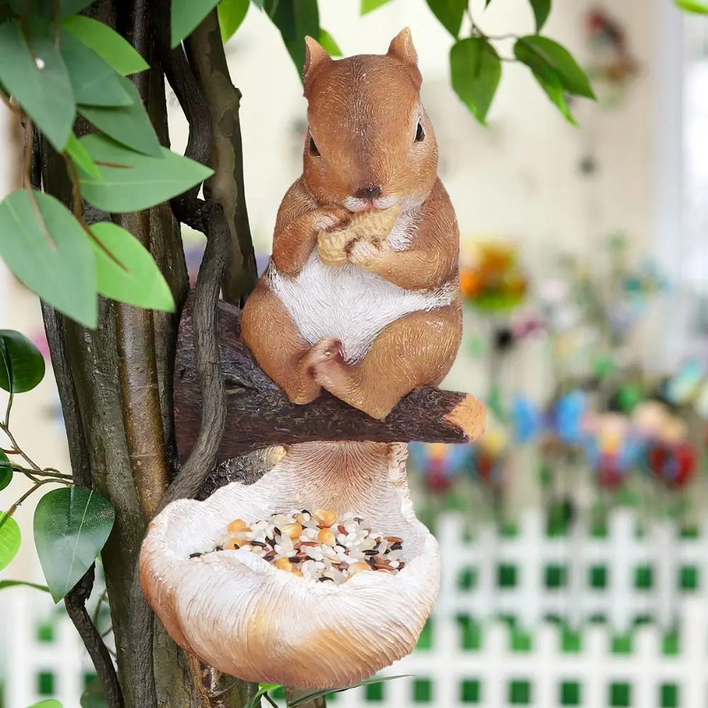 

Creative Resin Squirrel Tree Hanging Cute Rainproof Animal Figurines Simulation Crafts Bird Feeder Yard