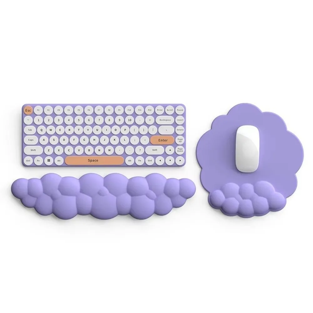Alas Penyangga Pergelangan Tangan Keyboard Kulit PU Anti Aus, Bantalan Mouse Ergonomis Anti Selip, Alas Mouse Cloud Lembut Nyaman, Pelindung Sandaran Mouse