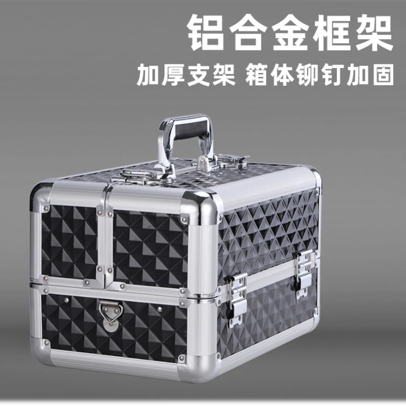 

Double open multi-layer folding multi-functional aluminum alloy toolbox household hardware woodworking large