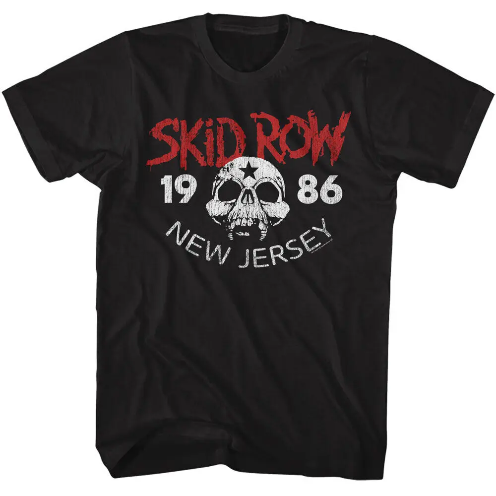 

SKID ROW Music T-Shirt Mens 1986 New Jersey Tour Black Cotton SM - 5XL