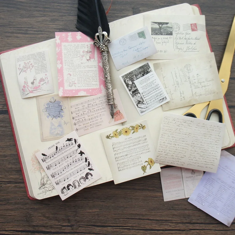 

44pcs 19th Century Culture Theme Letter Advertisement Design Paper Sticker Scrapbooking DIY Gift Packing Label Decoration Tag