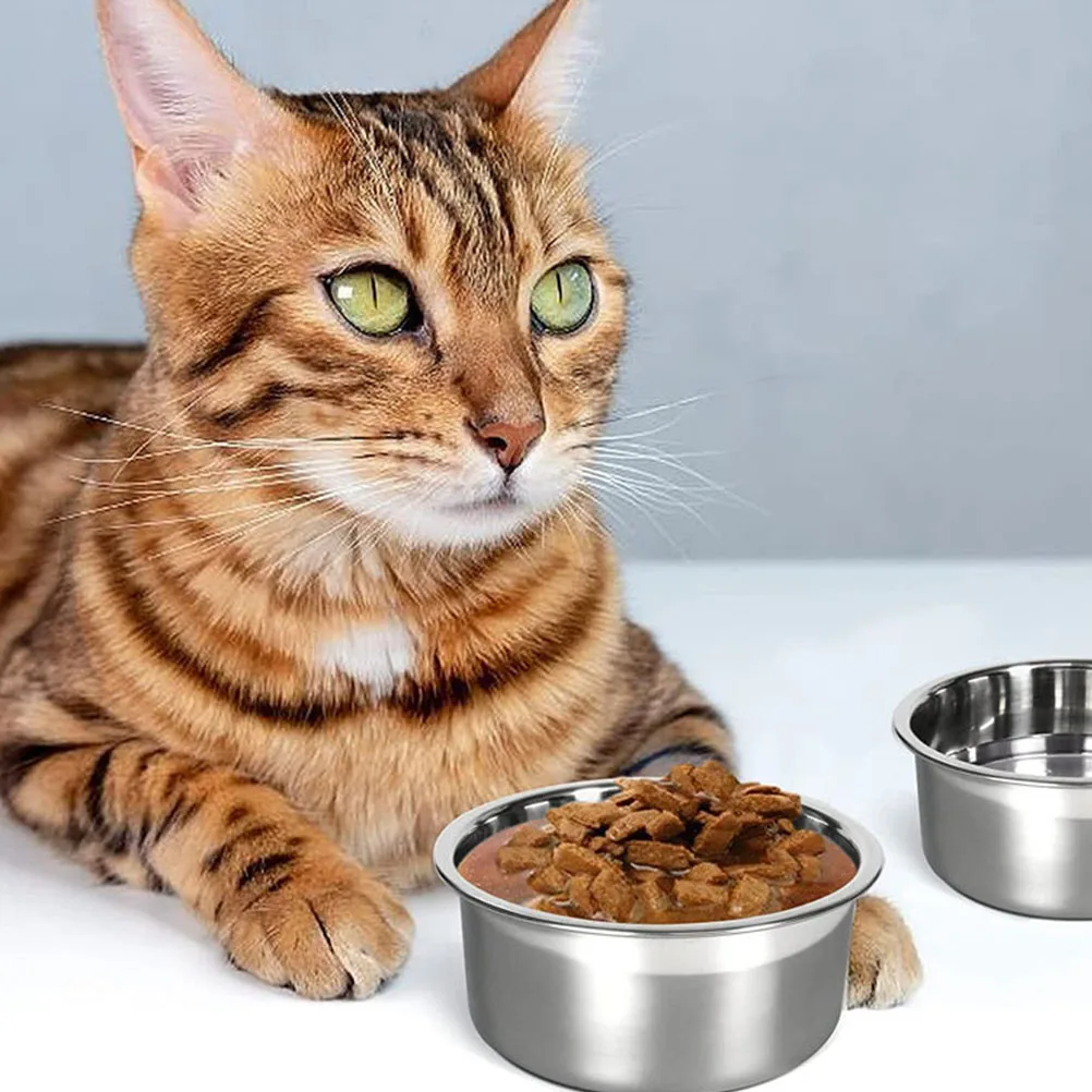 

Stainless Steel Pet Bowl 10x4.5cm Hanging Dog Cat Food Water Bowl Portable Cage Kitten Puppy Removable Wear