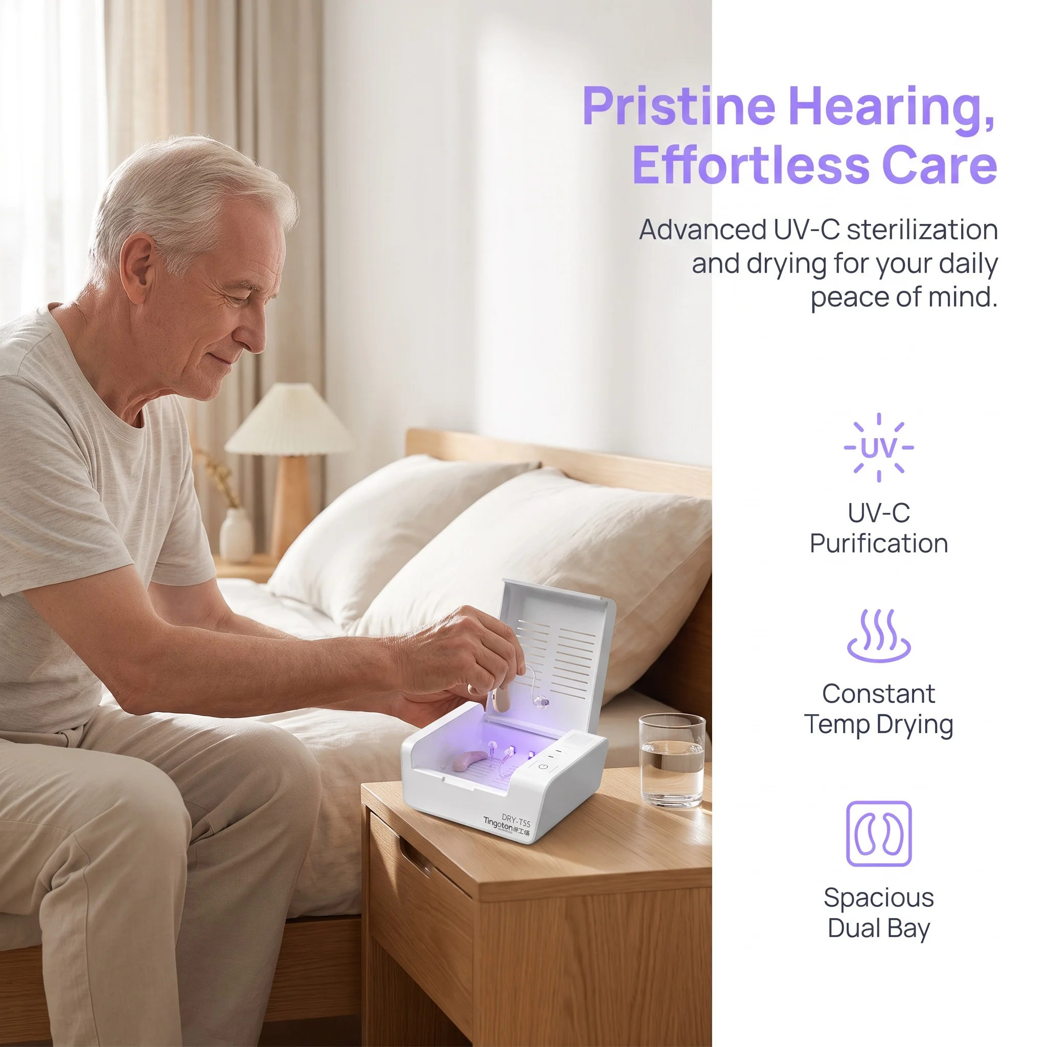 2026Electronic USB Hearing Aid Dryer 2/8 Hour Timer Drying Case Box Electronic Dehumidifier Drybox Hearing Aid Care Accessory view 2