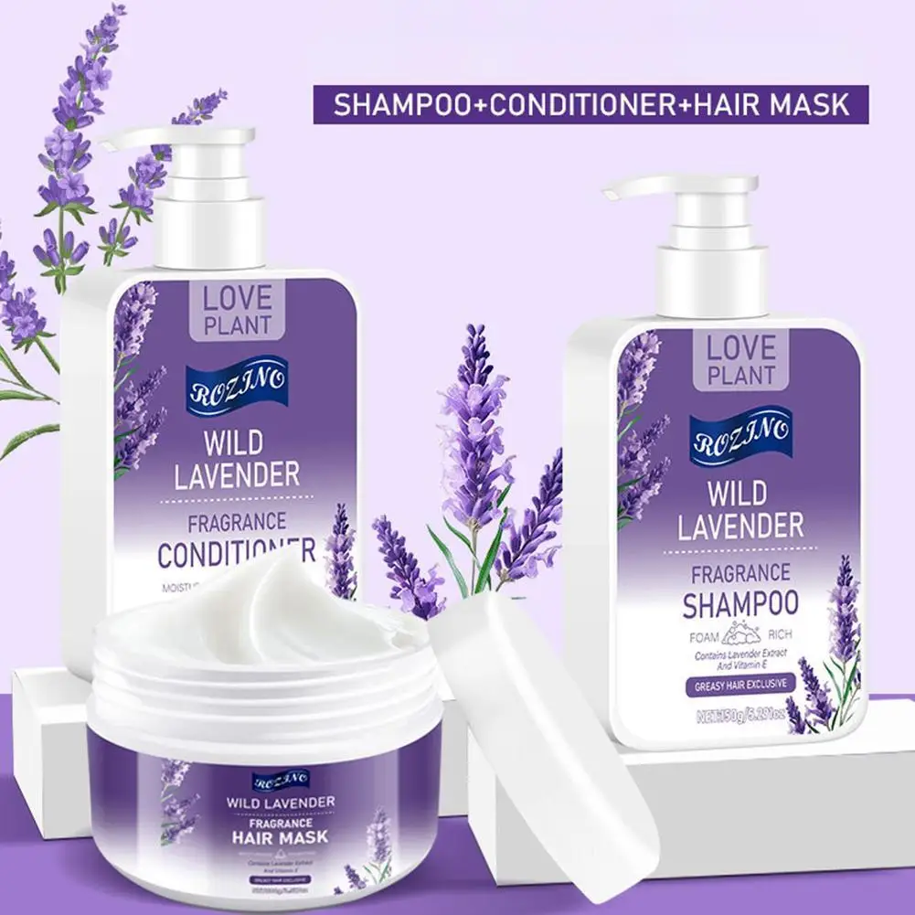 

3 шт./компл. набор для ухода за волосами лаванды, шампунь-кондиционер для волос, набор плотных, гладких, пушистых волос, эфирное масло для восстановления поврежденных волос