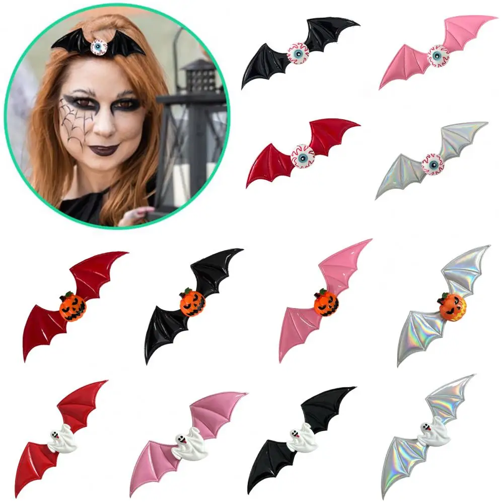 

Dark Wings Hair Accessory Dark Style Halloween Hairpin Set with Bat Wings Pumpkin Eyeball Design Street Party Hair Accessory