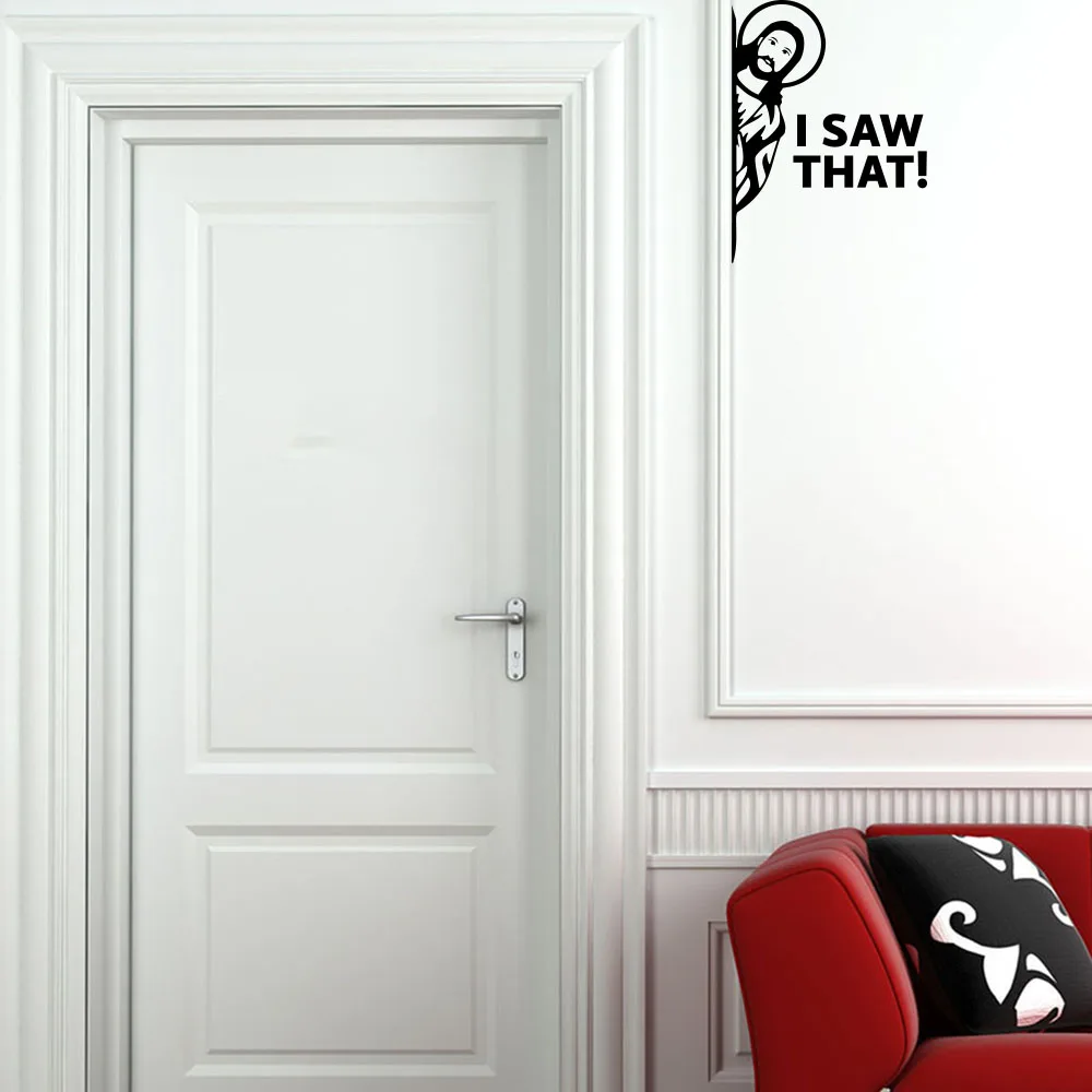 Funny I Saw That Jesus Door Mirror Sticker Decal Christian Bibile Verse Religion Vinyl Home Decor