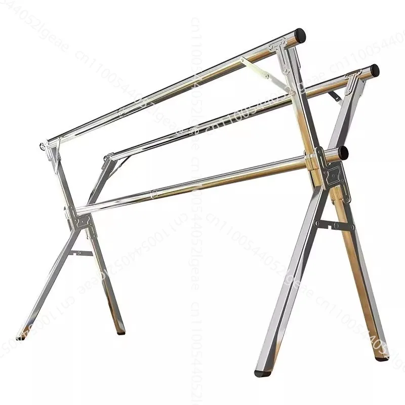 

Stainless steel floor-to-ceiling folding indoor and outdoor double-rod hanging quilt rack telescopic balcony mobile drying rack
