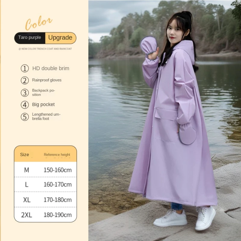 New Fashion Raincoat  Women Long Rain Coat Poncho Ladies Waterproof Lengthen Raincoat Adults Windproof Rain wear