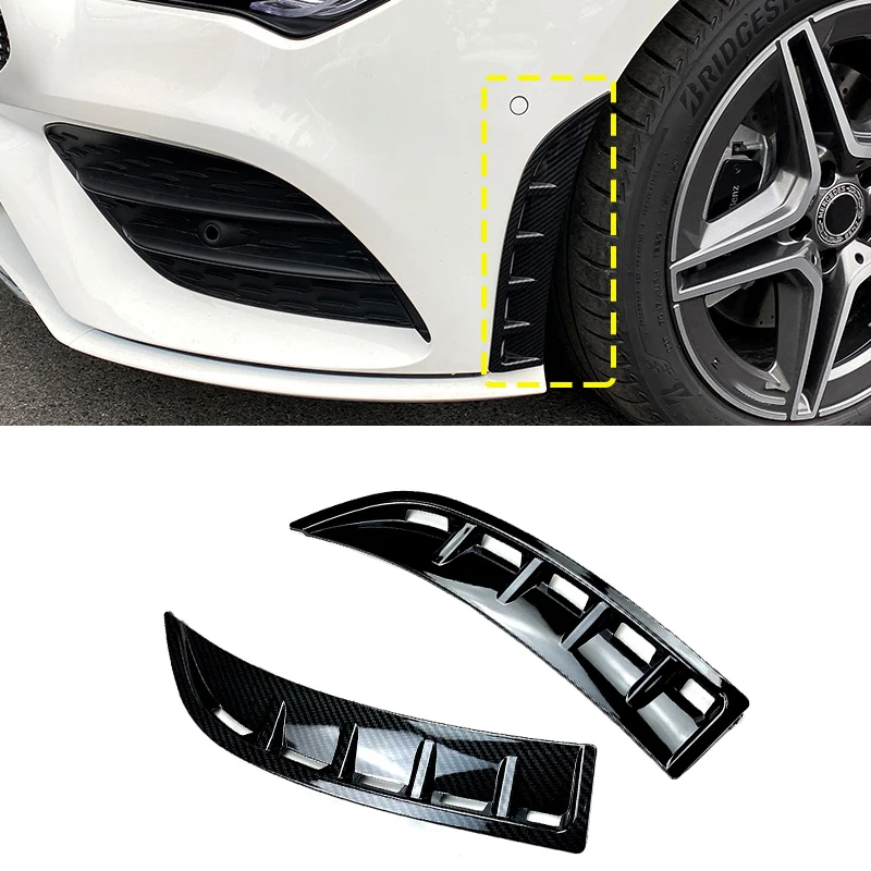 For Mercedes Benz CLA Class C118 CLA180 CLA200 2020+ Car Front Bumper Canards Splitter Side Vent Cover Trim Sticker Decoration