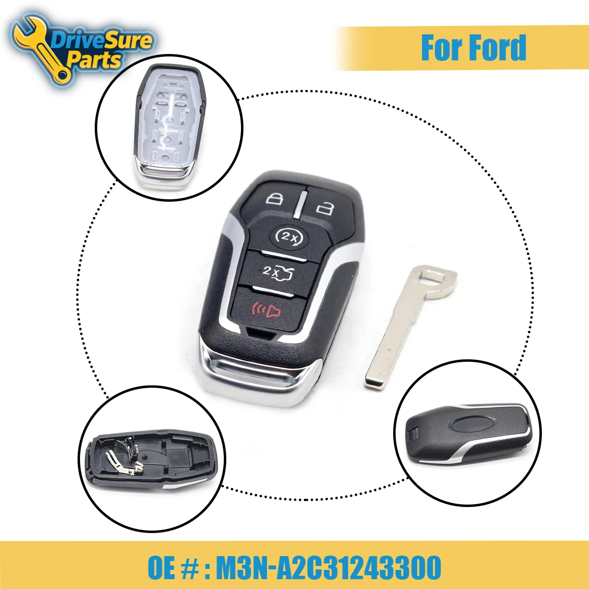 

M3N-A2C31243300 5 Buttons Smart ID49 902MHz Remote Key Fob For Ford Fusion Explorer Edge Mustang F150 F250 2015 2016 2017