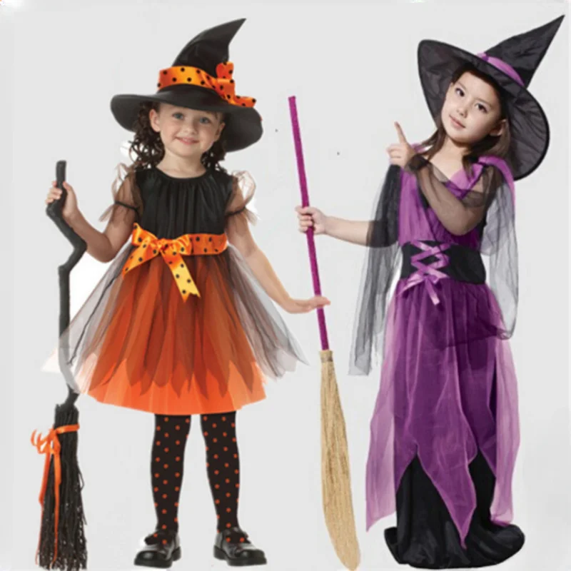 Children\'s Role-playing Witch Costumes Baby Girls Halloween Costumes Cosplay Costumes Kids Dress Performance Costumes