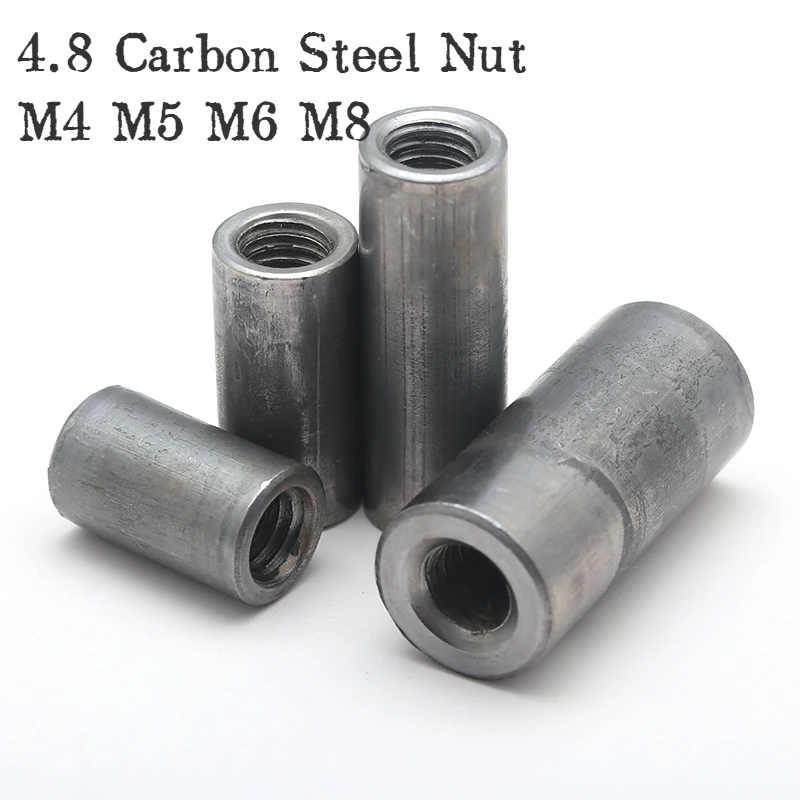 

5/10/20pcs Grade 4.8 Carbon Steel Natural Color Nut Screw Link Compression Plastic Extended Sleeve Nut Column Welding Round Nut